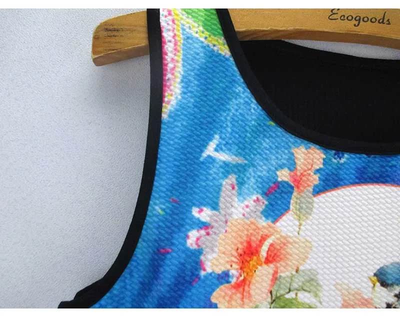 Женский укороченный топ с принтом птиц и цветов новинка 2016 года дизайнерское