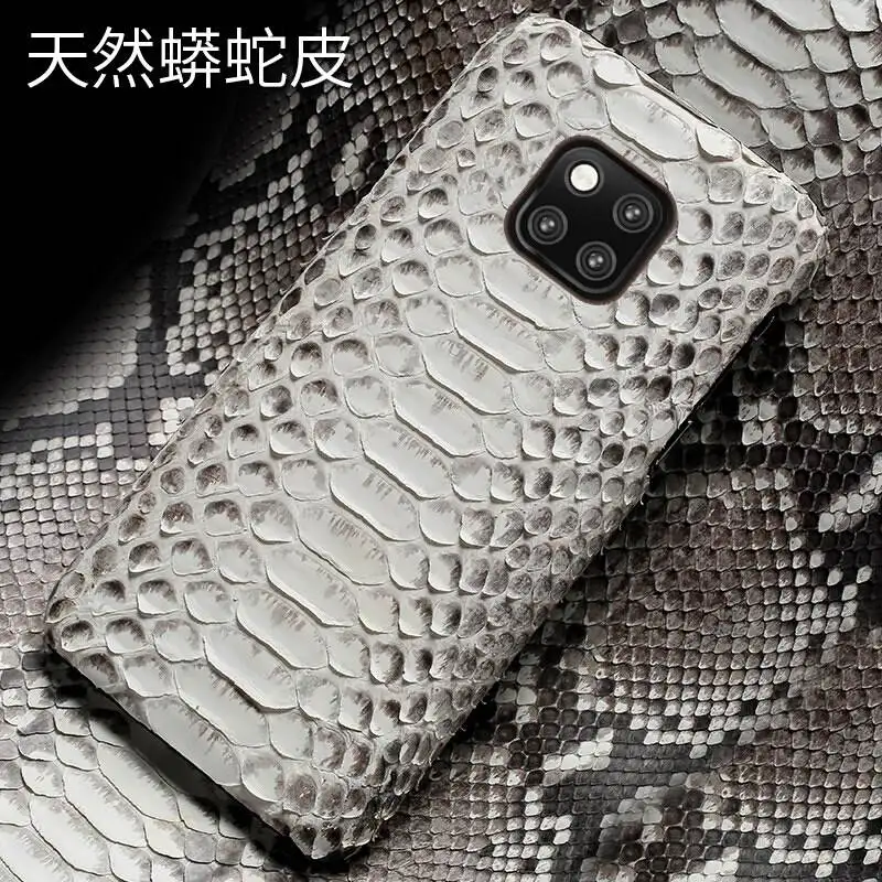 Роскошный чехол из натуральной кожи питона для Huawei Mate 20 Pro деловой Чехол ручной