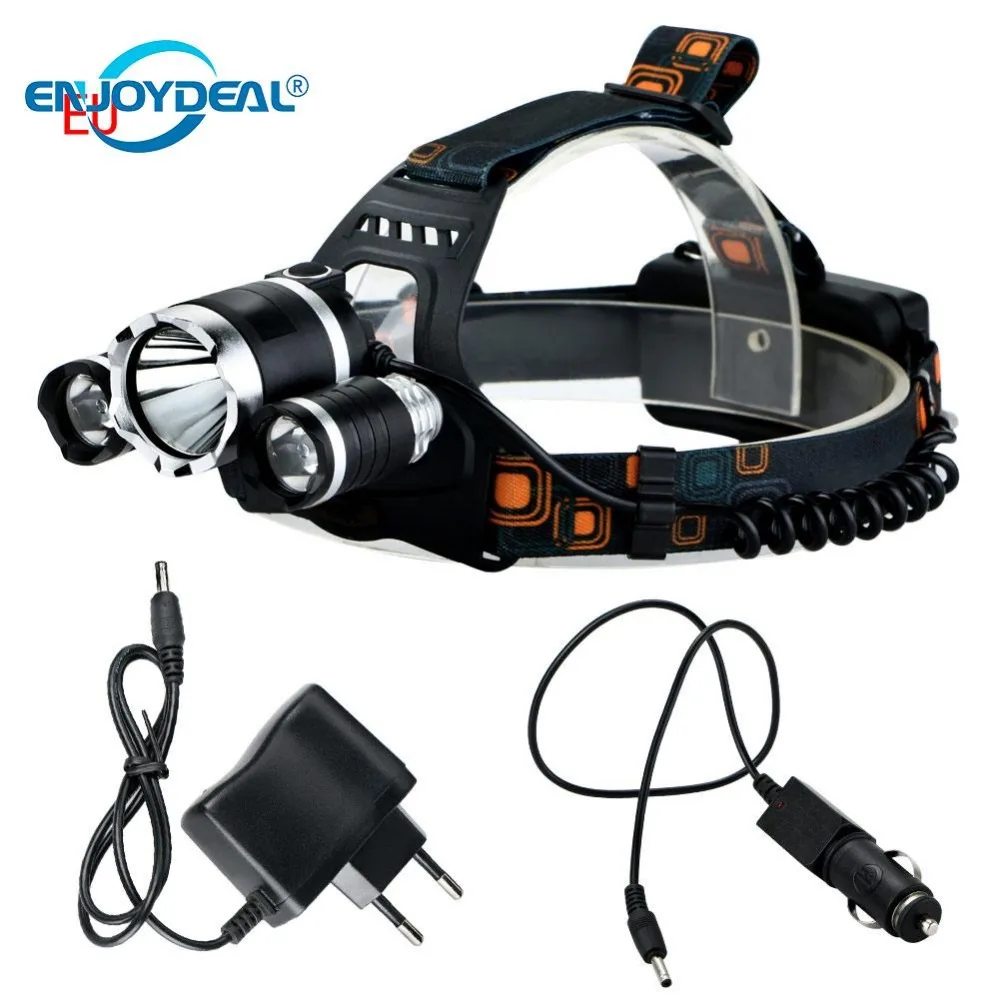 

6000 Lumens LED Headlamp T6 2R5 LED mining spotlights Rechargeable Headlight Head Lamp Spotlight +Charger(US EU UK)+CAR Charger