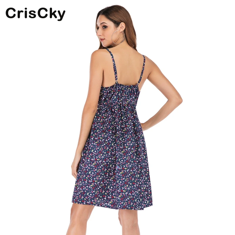 CRISCKY 2019 женское хлопковое вечерние платье для женщин на бретельках без рукавов с