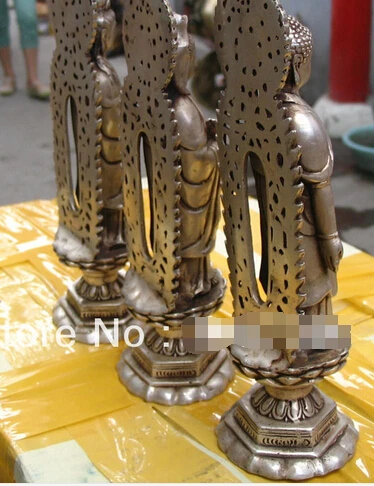 0 3 шт. Коллекционные вещи элегантный серебристый приношение статуя Будды