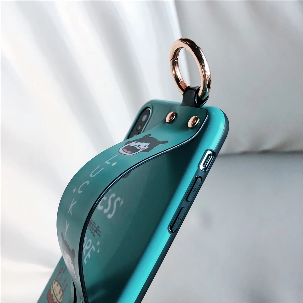 Модный Зеленый чехол для IPhone X XR XS Max Lucky Girl с ремешком на запястье Iphone 6 6s 7 8 Plus |