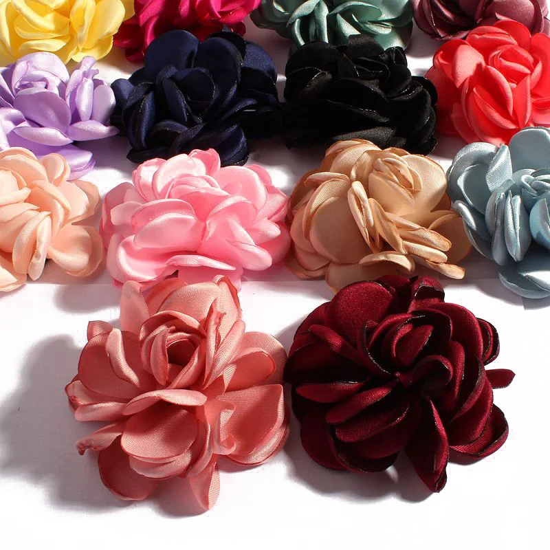 10Pcs 5.5CM Burned Edge Flower Boutique Flatback Artificial Soft Grilled Silk Fabric Flowers Wedding Party Home Floral Wreath images - 6