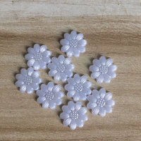 shine 100pcslot white sun flower shape scrapbook simulated pearl beads sewing buttons diy material findings bv212