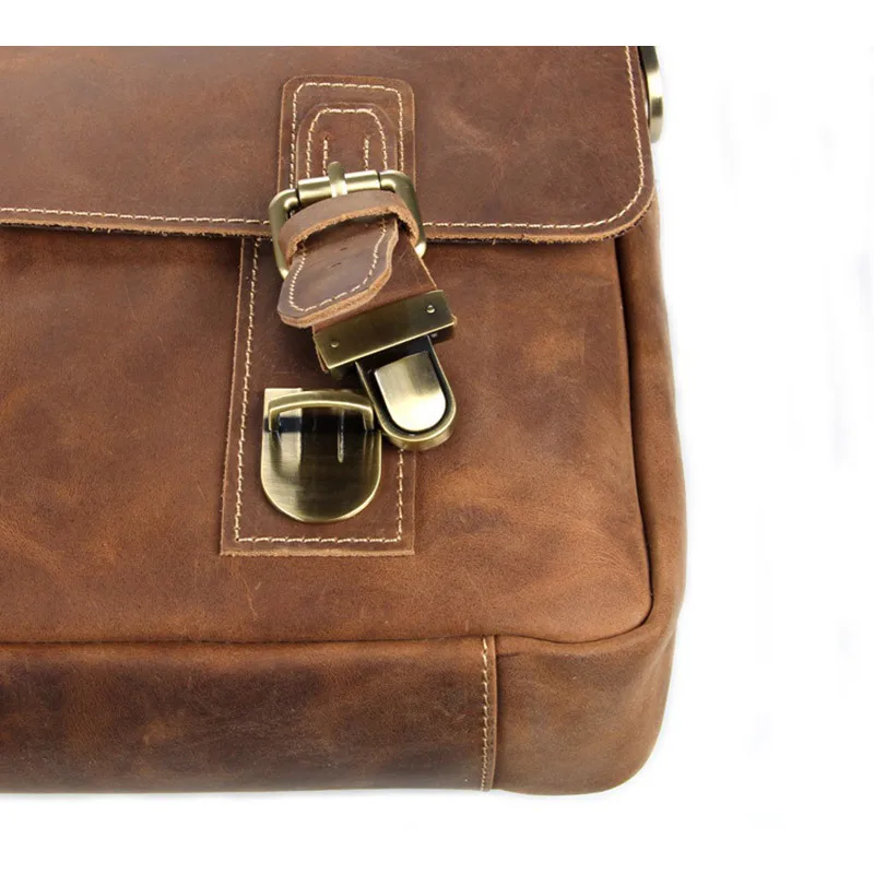 Винтаж коричневый Для мужчин кожаные Портфели коровьей Бизнес Сумка Crossbody сумка