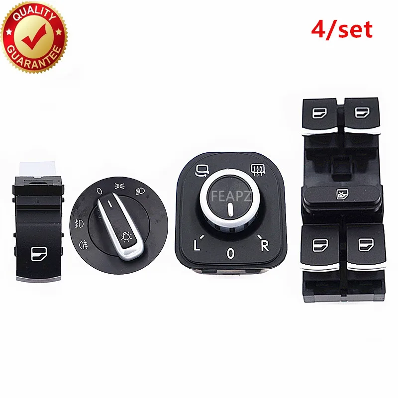 4/комплект хромированные фары окна зеркало кнопка переключения 5k3959857 5nd941431a 5nd959565a