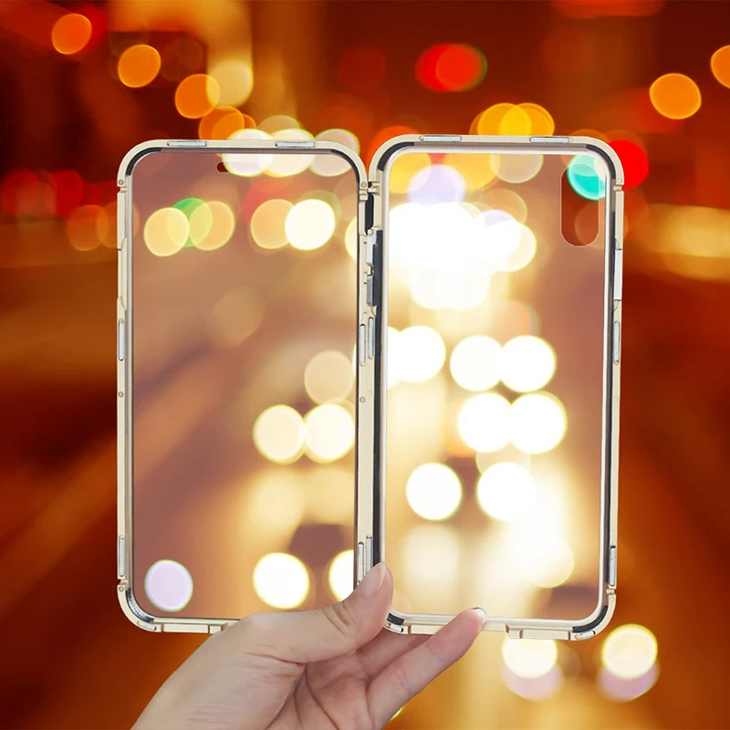 Чехол из прозрачного стекла с магнитной адсорбцией для iPhone XS Max XR XS X 7 8 6 6S Plus, с полным покрытием, сенсорный экран