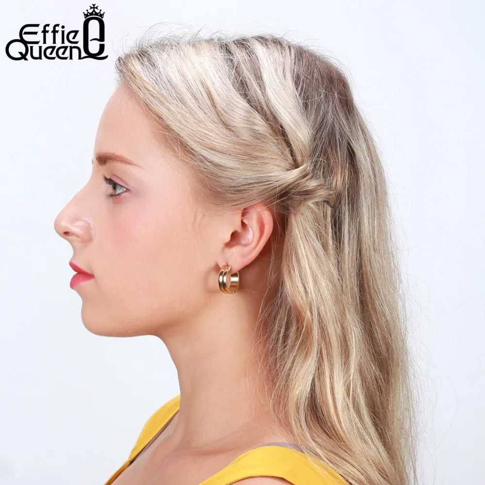 Effie queen, золотая серьга-Кольцо из нержавеющей стали, серьги для женщин и мужчин, модные ювелирные изделия в стиле рок, унисекс, круглые серьги, подарок, DGTE91-G