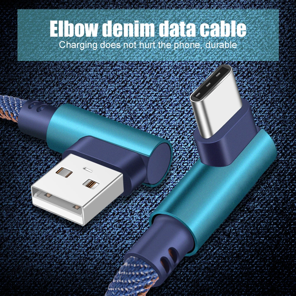 Кабель usb type C для быстрой зарядки на 90 градусов для huawei P10 P20 P30 Pro Lite для samsung Redmi Note 7 type-C