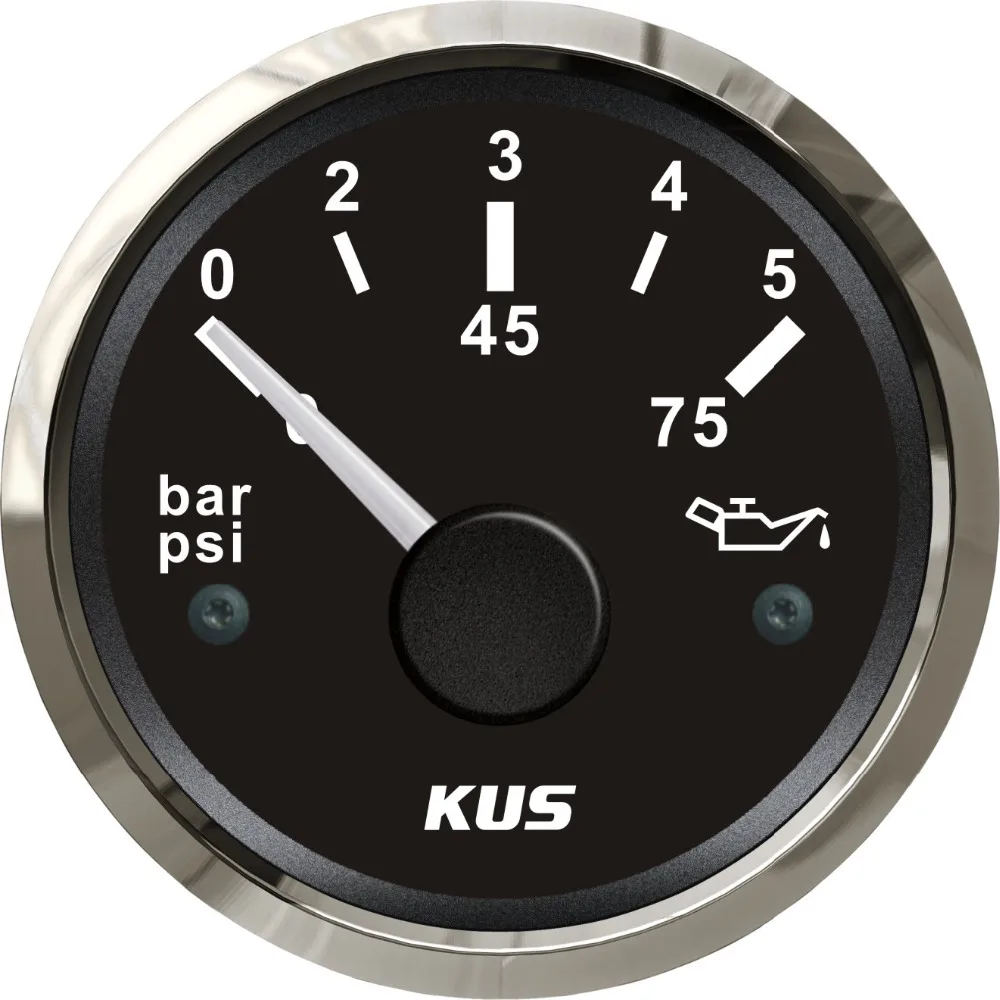 KUS 2 &quotЛодка Автомобильный манометр давления масла 52 мм метр 0 5Bar 75PSI с красной и