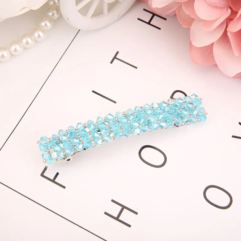Корейская Мода Bling Full Crystal beads металлические заколки для волос ручной работы заколка Шпилька Украшения для волос - Окраска металла: 9