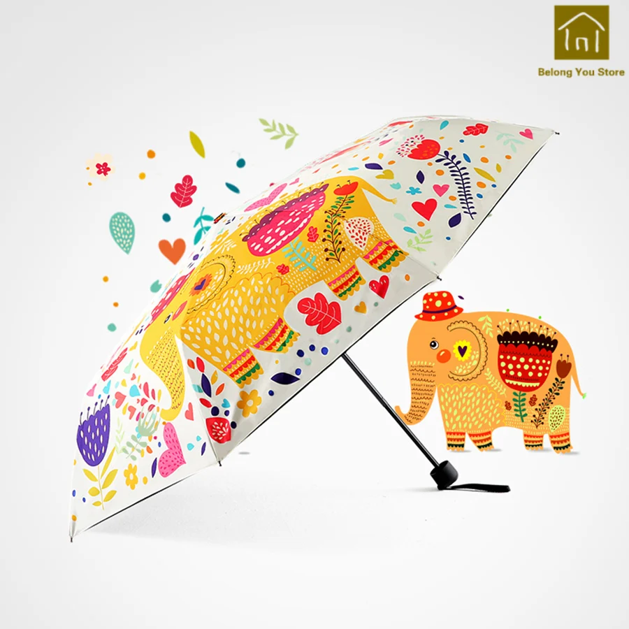 

Anti Uv Triple Black Umbrella Sunscreen Cloth Colorful Folding Umbrella Large Cute High Quality Schirm Rain Umbrellas WKW044
