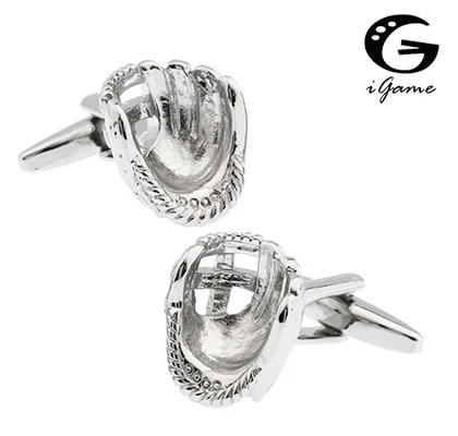 

iGame Men's Cuff Links Novelty Silver Color Baseball Gloves Design Brass Material Best Gift For Men Free Shipping