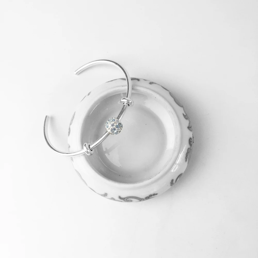 Cuff Bangles Blue Sky Bead 2018 New Fashion Jewelry Accessories Basic Trendy Bracelet 925 Sterling Silver Gift For Women Girls | Украшения