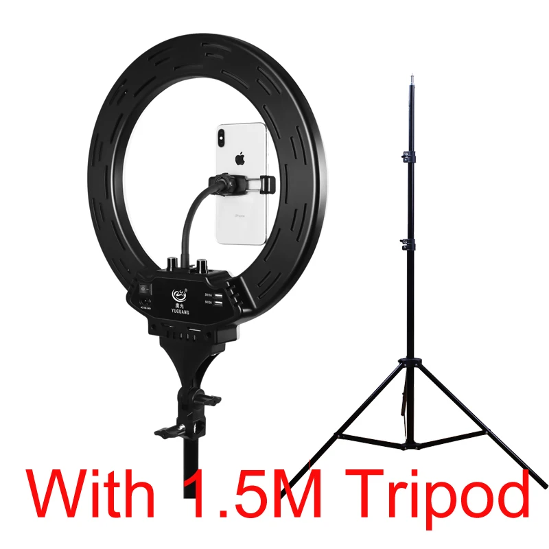 Photographic Lighting 14 Inch LED Ring Light 35cm 3200-5600K add Pink Lighting Selfie Lamp for youtube Video with Phone Holder - Цвет: Зеленый