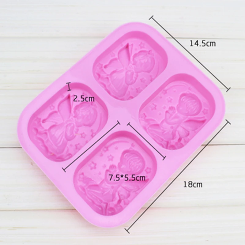 Форма для мыла в виде ангелов из пищевого силикона с 4 отверстиями инструмент