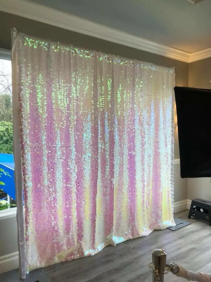 iridescent pink 17 цветов бесшовные 18 мм большой занавес с блестками фон для свадебной вечеринки праздник день рождения события - Цвет: iridescent pink