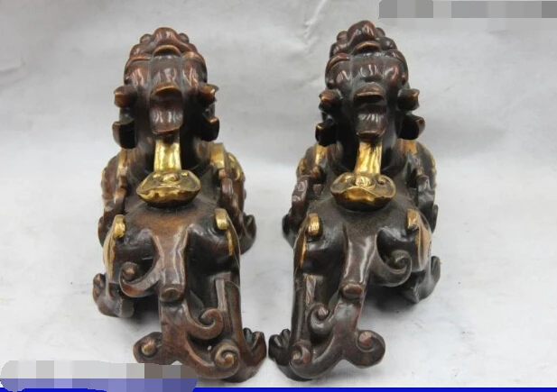 8 &quotКлеймо Медь Gild Фэн-Шуй Зло храбрые войска Зверь Дракон kylin Кирин Статуя | Дом и