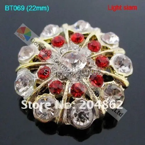 Круглые металлические пуговицы с кристаллами 100 шт. 22 мм центральные части