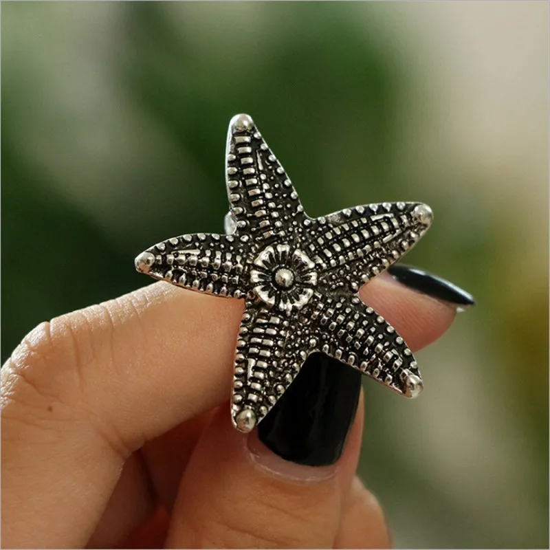 Эффектное ювелирное изделие богемное пляжное кольцо в виде морской звезды на
