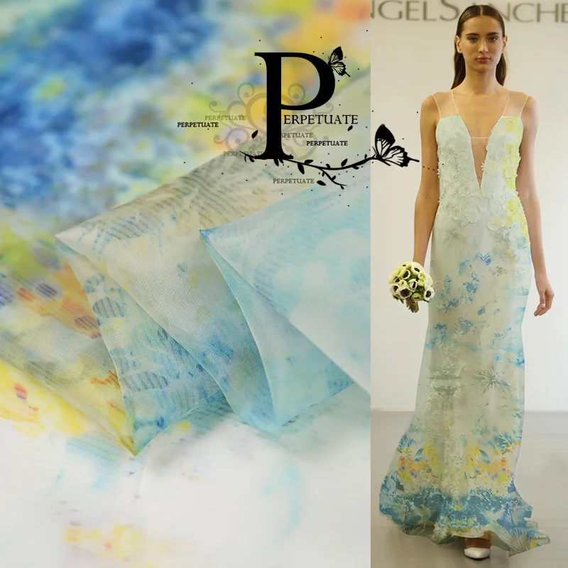 Высококачественная изготовленная на заказ 100% Шелковая органза ткань с принтом