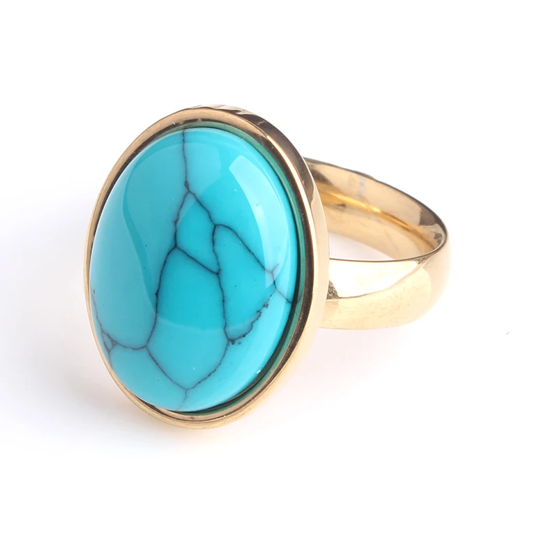 

Gold color resin stone 316L Stainless Steel finger rings for men women wholesale