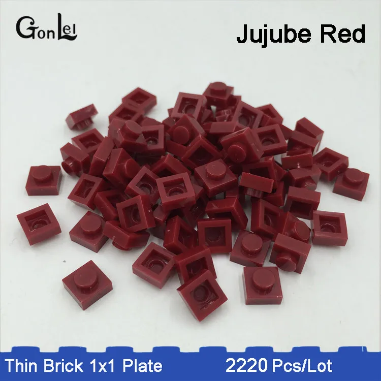 jujube red 2220 шт./лот MOC кирпич 1x1 пластины части 33 цвета выбор сделать qr-код и MOC Конструкторы блоки DIY игрушка ребенок совместим с - Цвет: jujube red