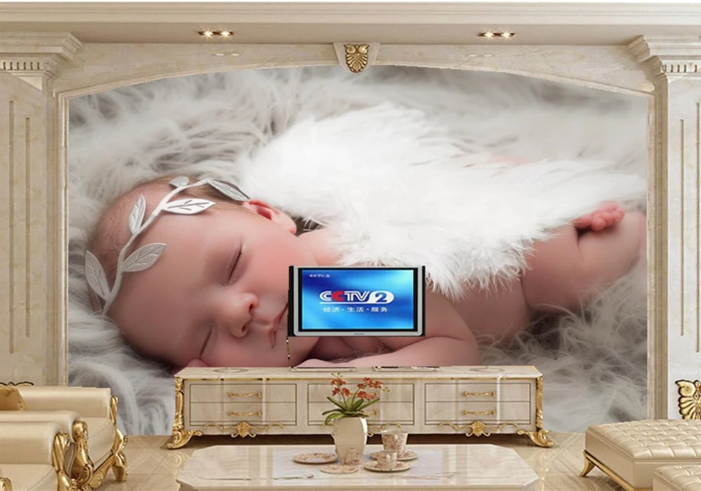 Обои для фотосъемки младенцев с ангелом милые Настенные обои гостиной