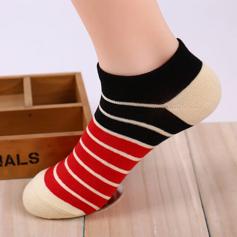 Носки мужские хлопковые 5 пар аккуратные полосатые прочные удобные летние |