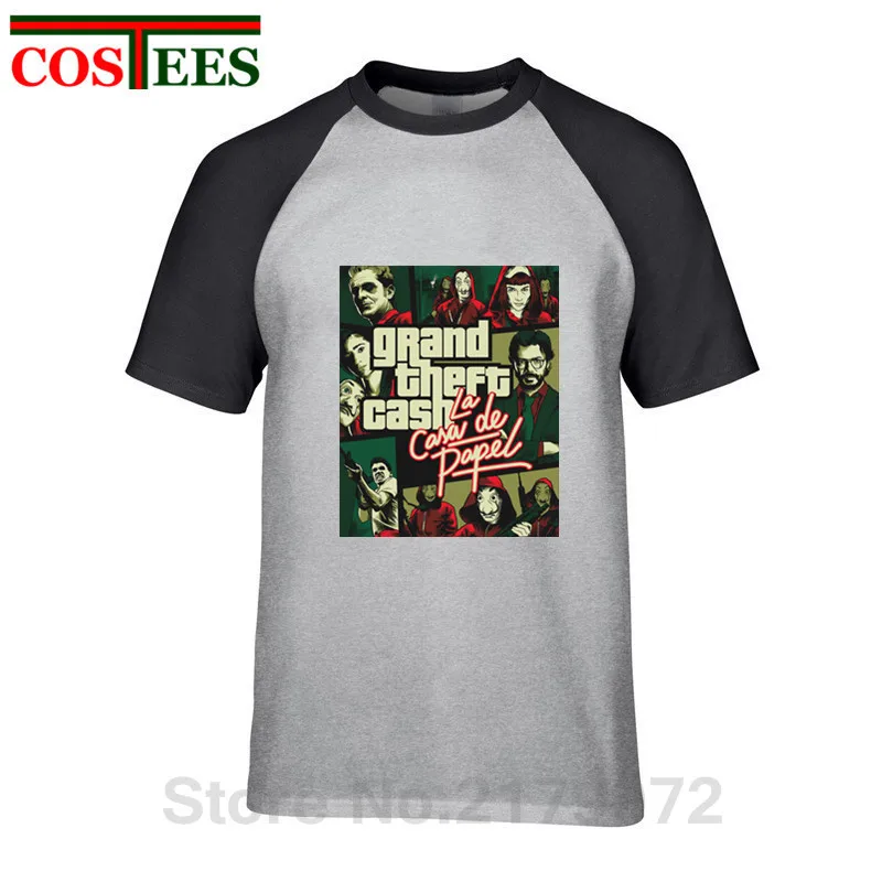 Футболка Camiseta Grand Theft Cash GTA забавная футболка для мужчин с банкнотами Bella Ciao homme House