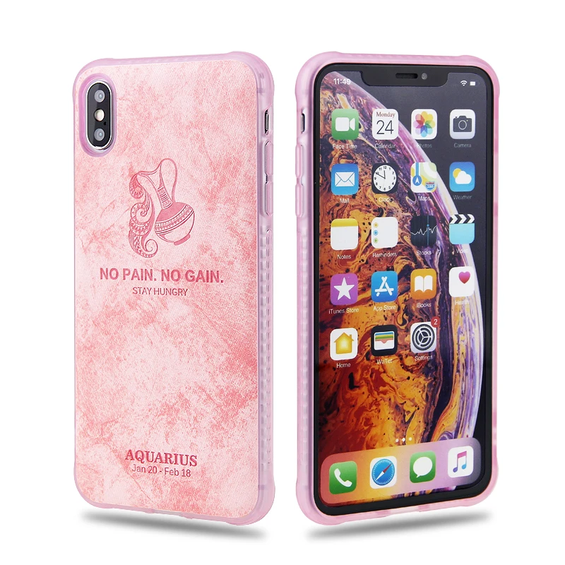 Стрелец Чехол для iPhone XR XS максимальный чехол Козерог телефон оболочки для iPhone 8 7 плюс 6 6 S Plus рыбы Coque сплошной цвет ТПУ cas