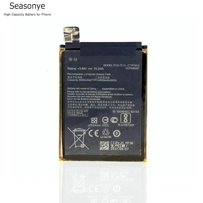 Seasonye 4850mAh 19 2 mAh C11P1612 Сменный аккумулятор для телефона Asus ZenFone3 Zoom ZenFone 3 S ZE553KL Z01HDA Dual