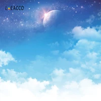 laeacco moon blue sky glitter stars cloudy scenic party baby photocall photo background photographic backdrops for photo studio