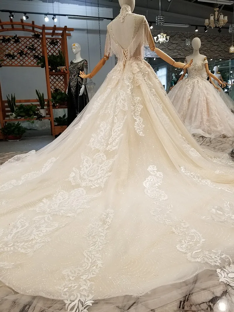 LS411077 Быстрая Бесплатная Доставка свадебные платья с высоким вырезом и короткими