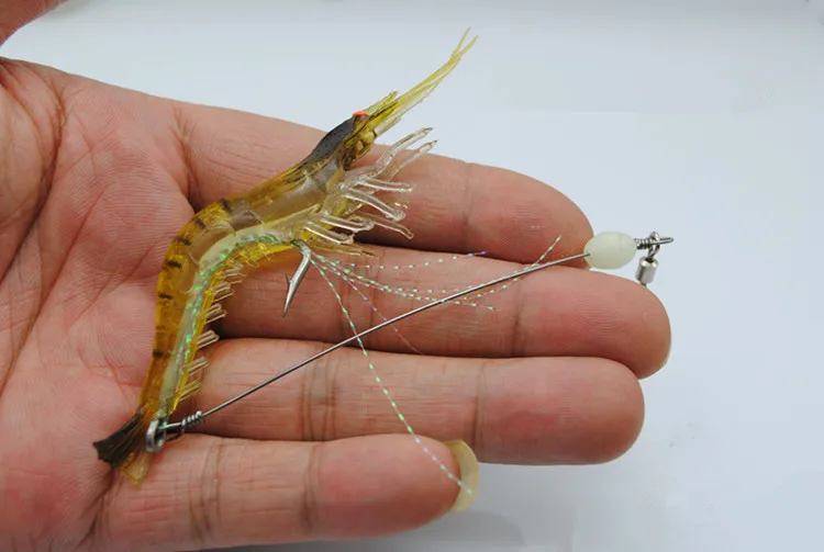 Мягкая силиконовая приманка 9 5 см 6 г Светящиеся креветки рыболовные приманки