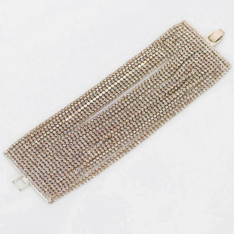 Милый женский браслет стразы с кристаллами Большой Серебристый свадебный