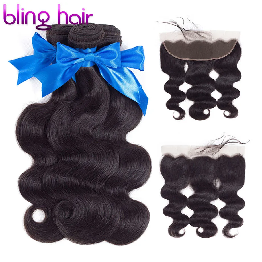 Шикарные волосы бразильские объемные волнистые плетение пучки с закрытием 13*4