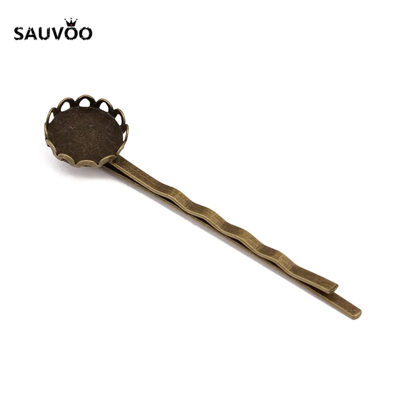 Sauvoo 10 шт. Античная бронзовая филигрань Пустой заколки лоток зажим для волос База