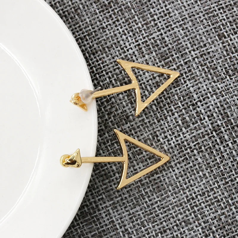 Женские Треугольные Серьги гвоздики золотистые и Серебристые серьги с двойным