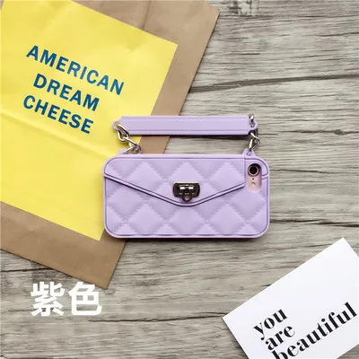 purple Роскошные модные Корейский стиль милый кошелек мягкий силиконовый Для женщин сумки телефон чехол с длинной цепи для iphone6 6 S плюс - Цвет: purple