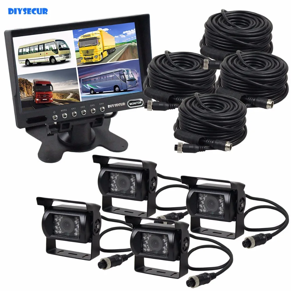 DIYSECUR комплект заднего вида 7 дюймов Сплит QUAD Автомобильный монитор + 4 x CCD