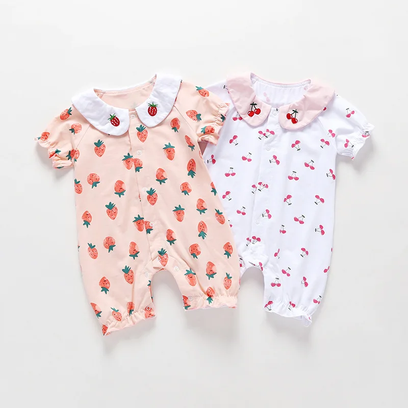 

High quality cotton cute fruits print boutique baby toddler rompers