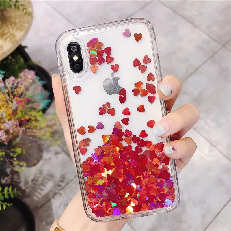 Красивые прозрачный блеск зыбучие пески чехол для телефона iPhone 6 6s плюс задняя