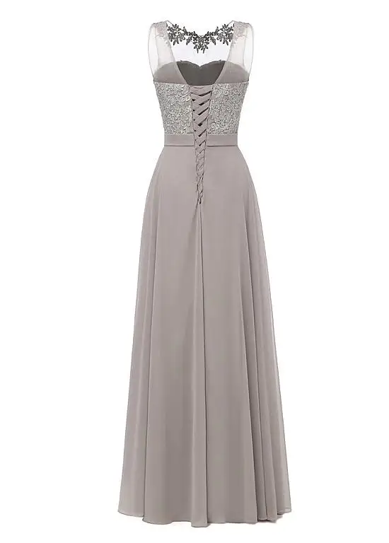 Женское шифоновое платье с круглым вырезом и открытой спиной | Свадьбы торжества