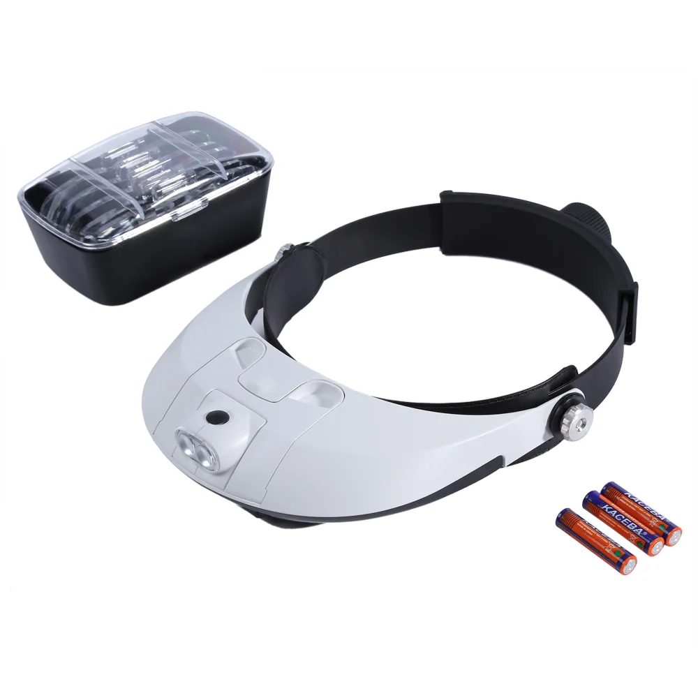 Головная повязка Лупа Съемная светодиодная подсветка 6X стекло для глаз