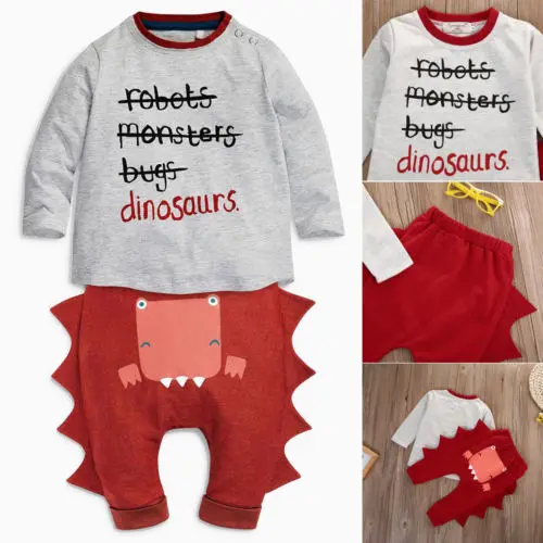 Милый набор динозавров одежда для маленьких мальчиков и девочек популярная