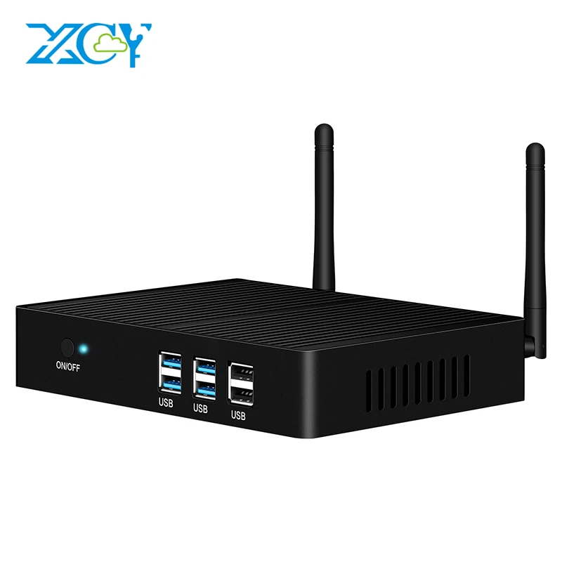 XCY Intel Core i5 7200U i3 7100U i7 4500U безвентиляторный мини-ПК Windows 10 4K HTPC тонкий клиент настольный компьютер NUC HDMI VGA WiFi 6USB