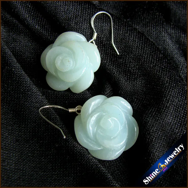 Женские серьги с амазонитом 100% натуральный камень зеленый цвет 925 SterlingSilver apats