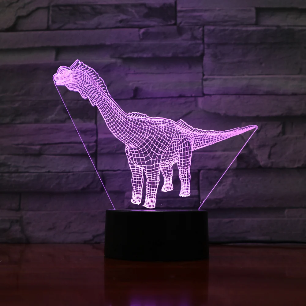 СВЕТОДИОДНЫЙ 3D ночник в виде динозавра меняющая цвет настольная лампа акриловые