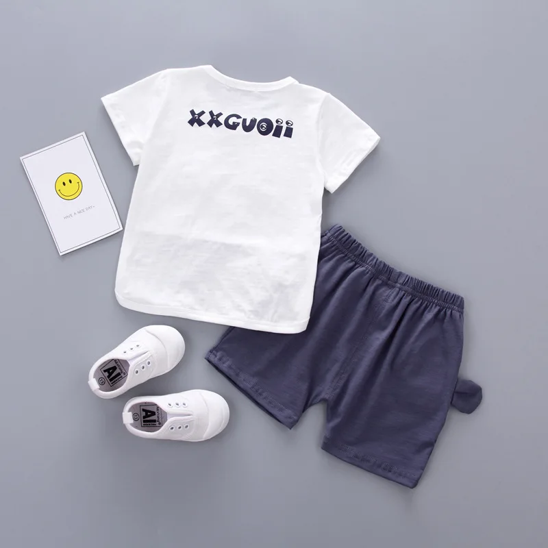 2019 Summer Baby Boys Clothing Sets Cartoon Cute Eyes Short Sleeve T-shirt + Drawstring Shorts Suits fashion Infant Kids Clothes |